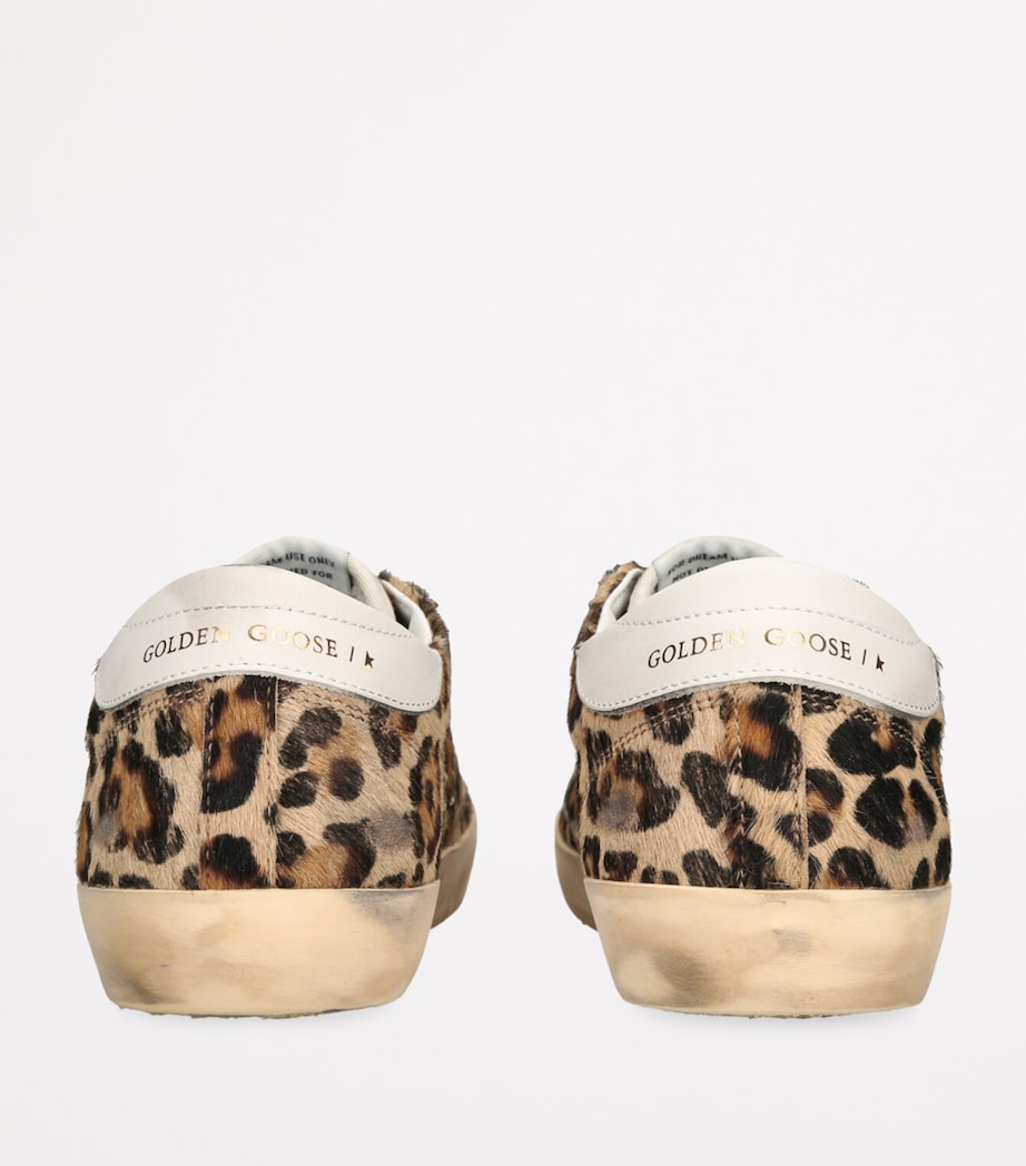 Golden Goose Brown Pony Skin Leopard Print Super-Star Sneakers