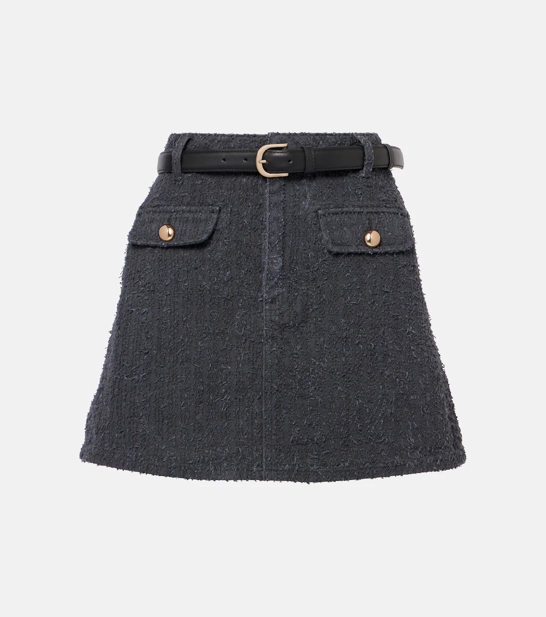 Self-Portrait - Textured denim miniskirt