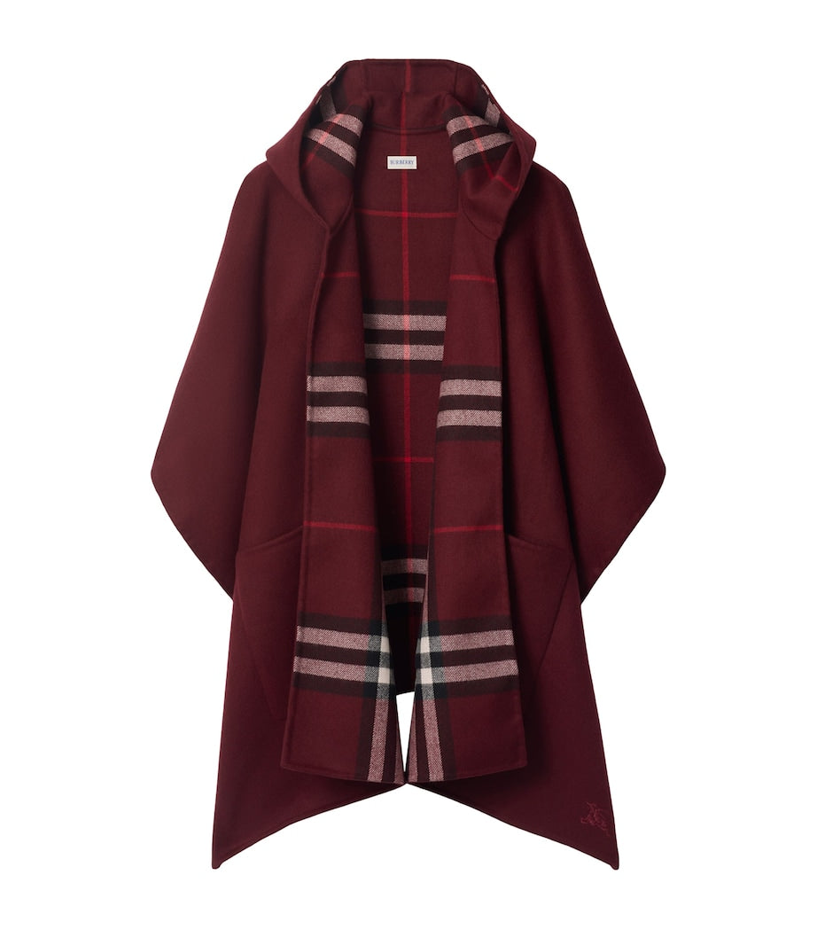 Burberry Red Cashmere Hooded Cape