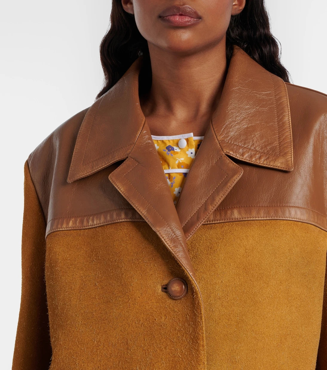 Miu Miu - Leather-trimmed suede jacket