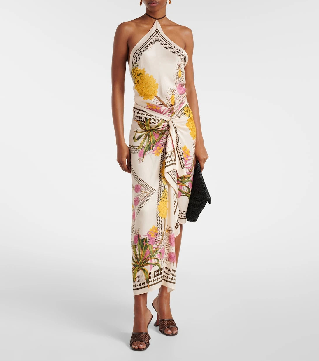 Blumarine - Desenli halter yakalı gabardin üst