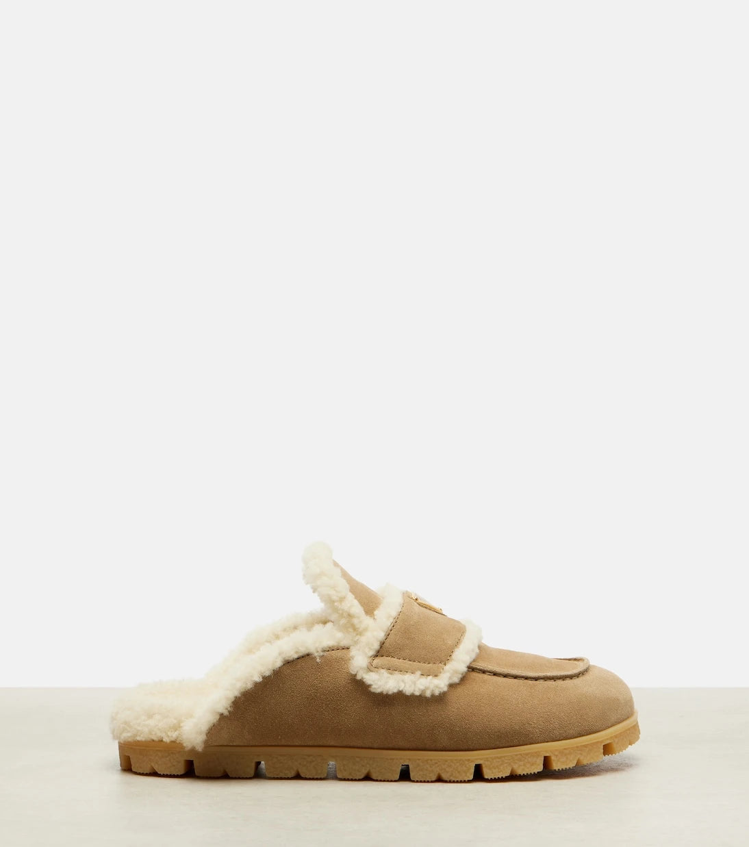 Prada - Shearling-lined suede mules