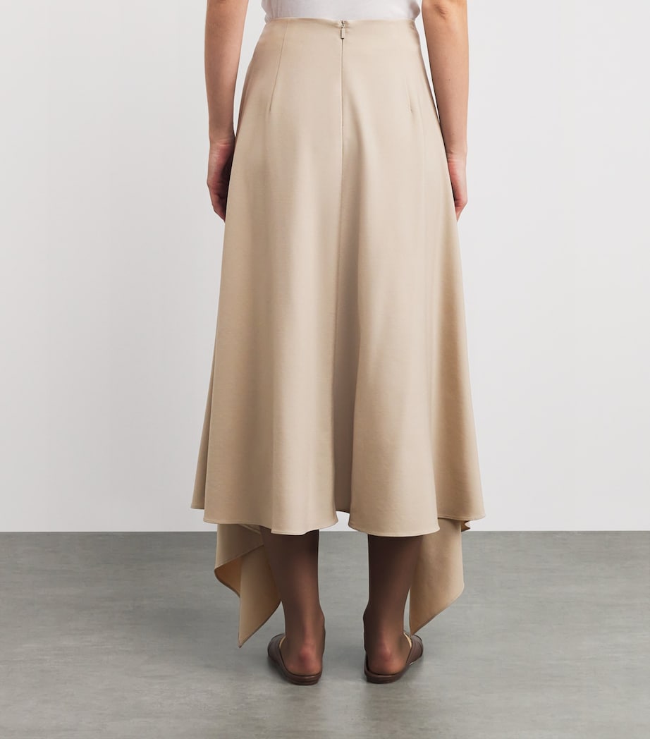 Wool Asymmetric Handkerchief Midi Skirt