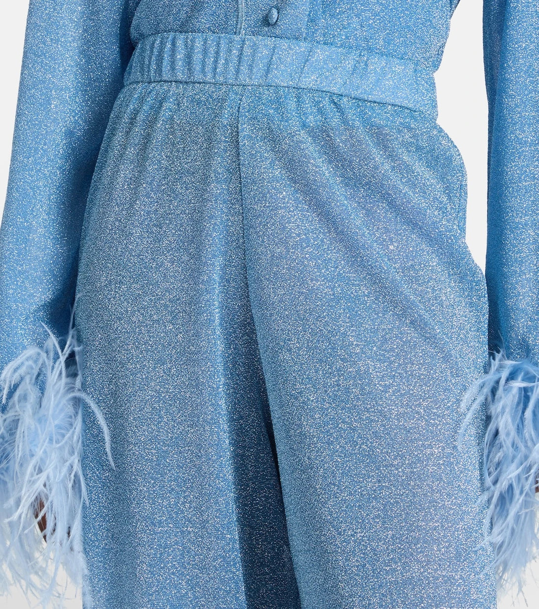 Oséree - Lumière feather-trimmed wide-leg pants