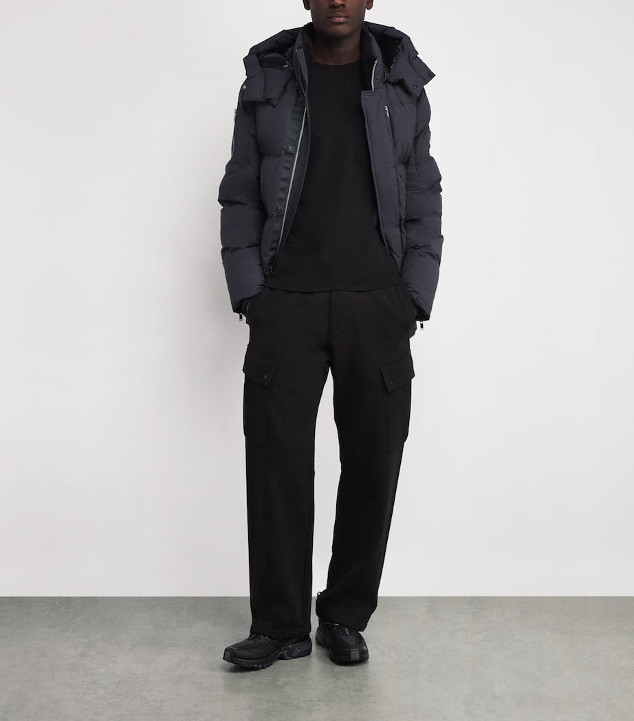 Moose Knuckles Grey Down Shearling-Trim 3Q Jacket