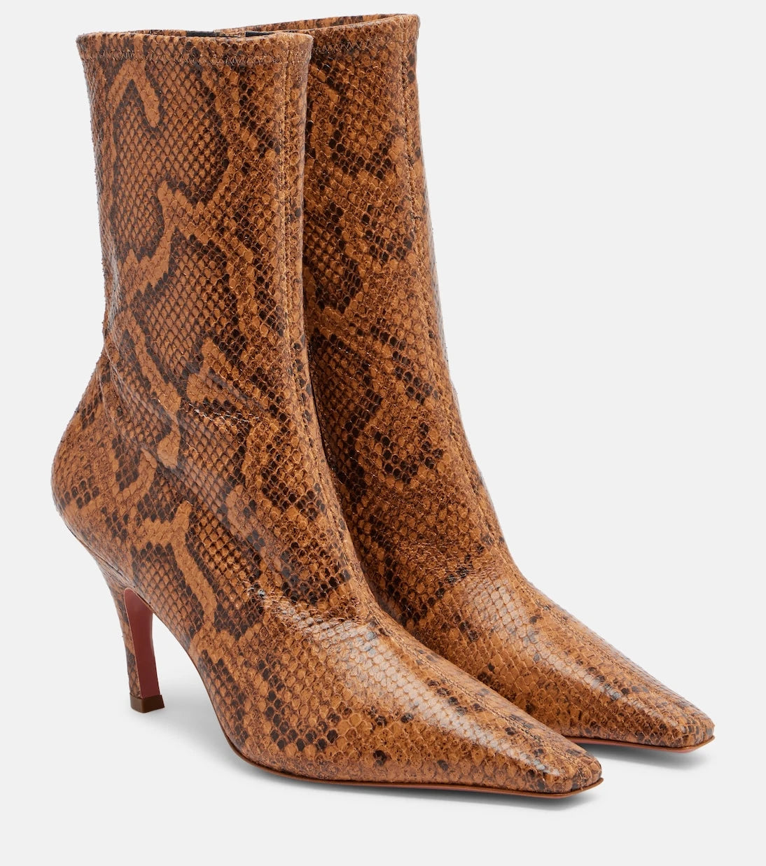Amina Muaddi - Jamie snake-effect leather ankle boots