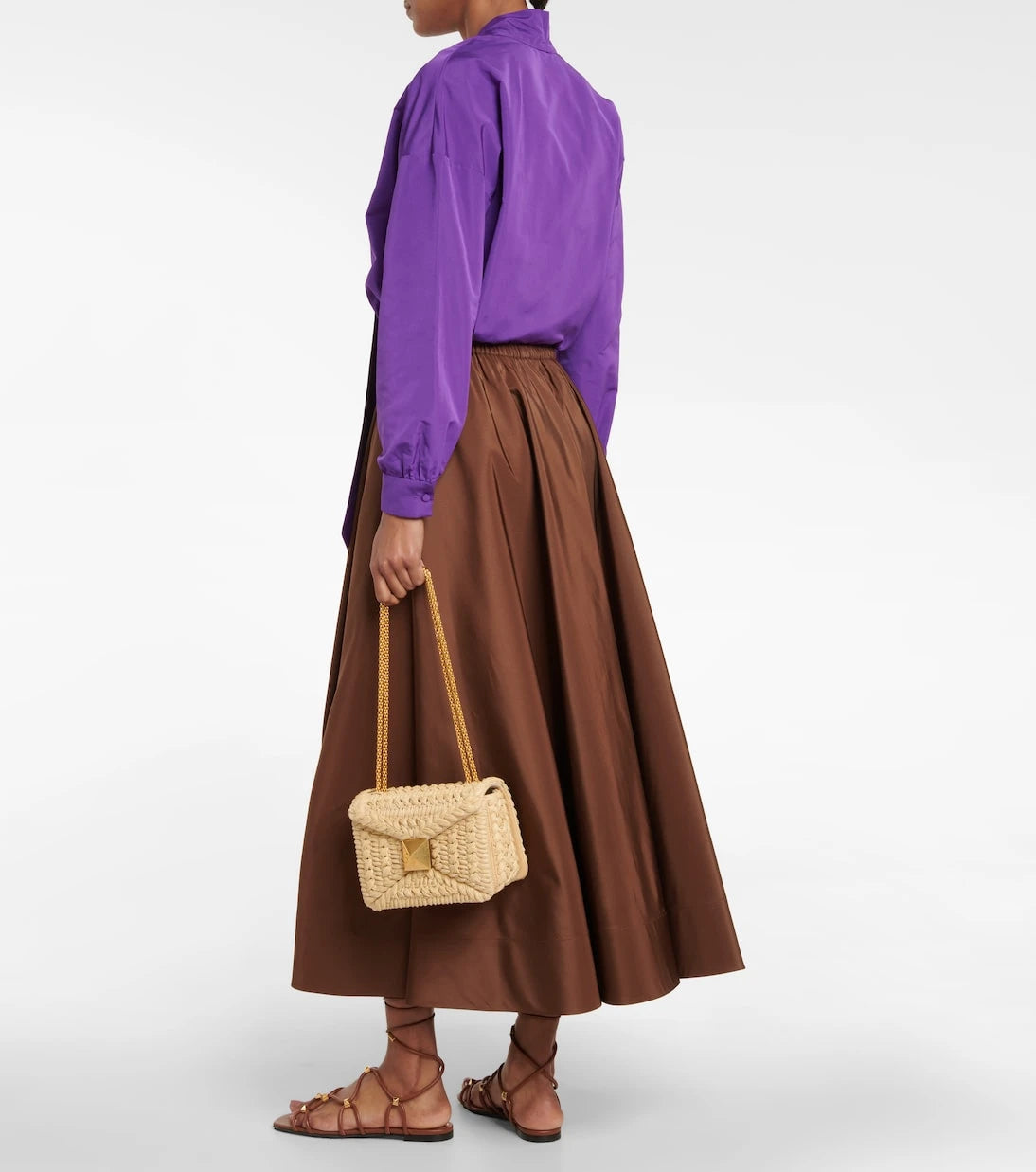 Valentino - Pleated silk midi skirt