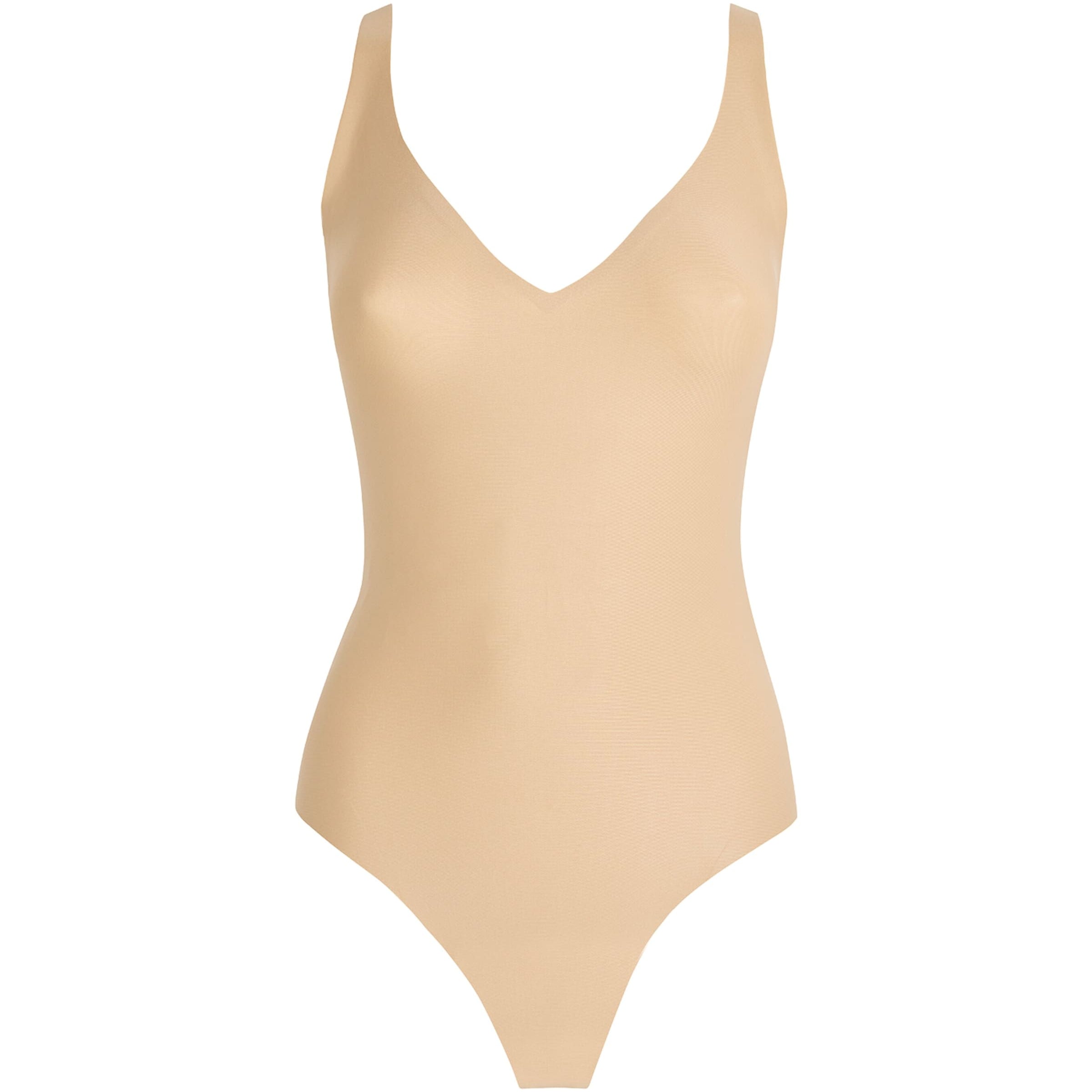 Skims Beige Plunge Thong Bodysuit
