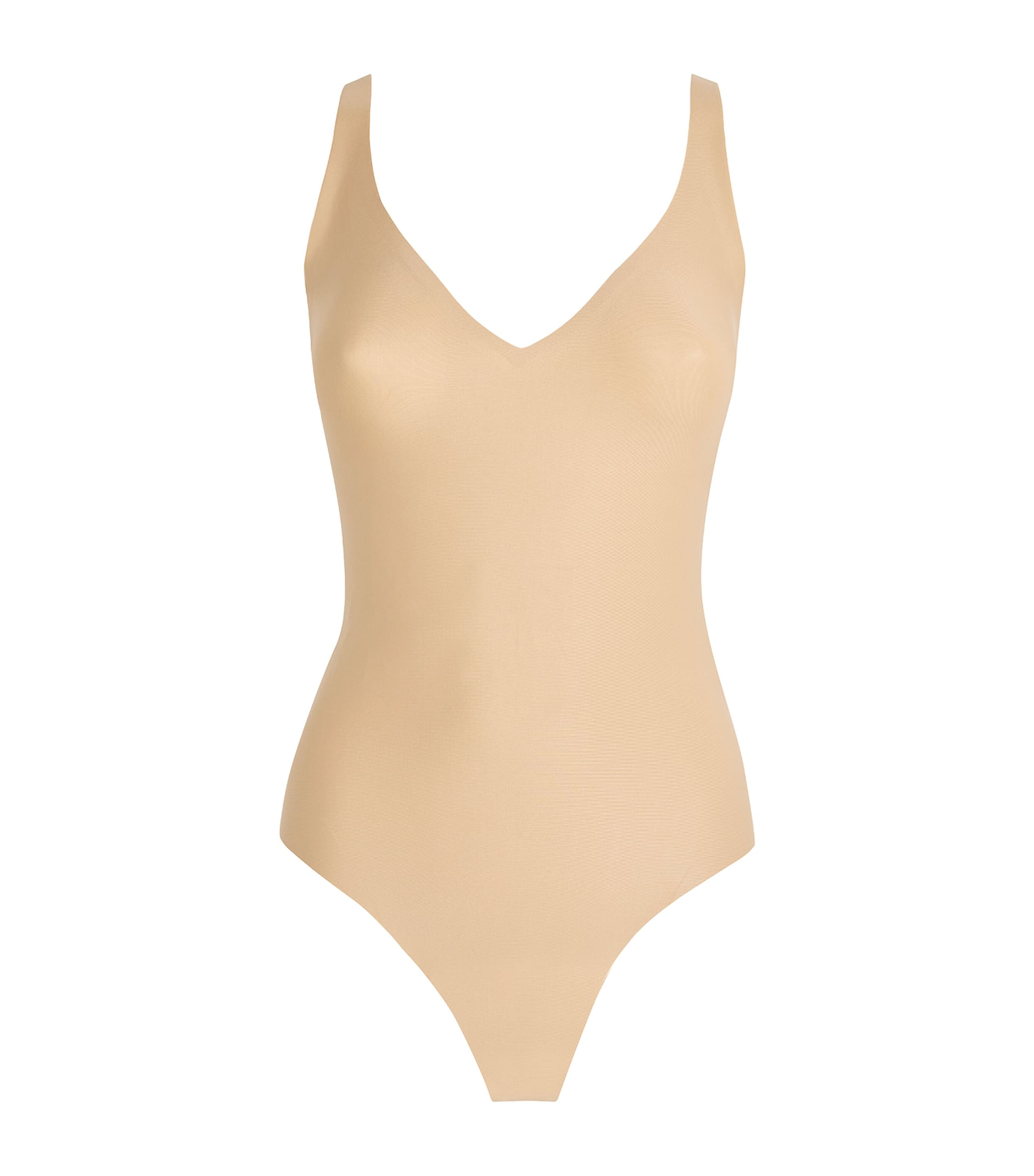 Skims Beige Plunge Thong Bodysuit