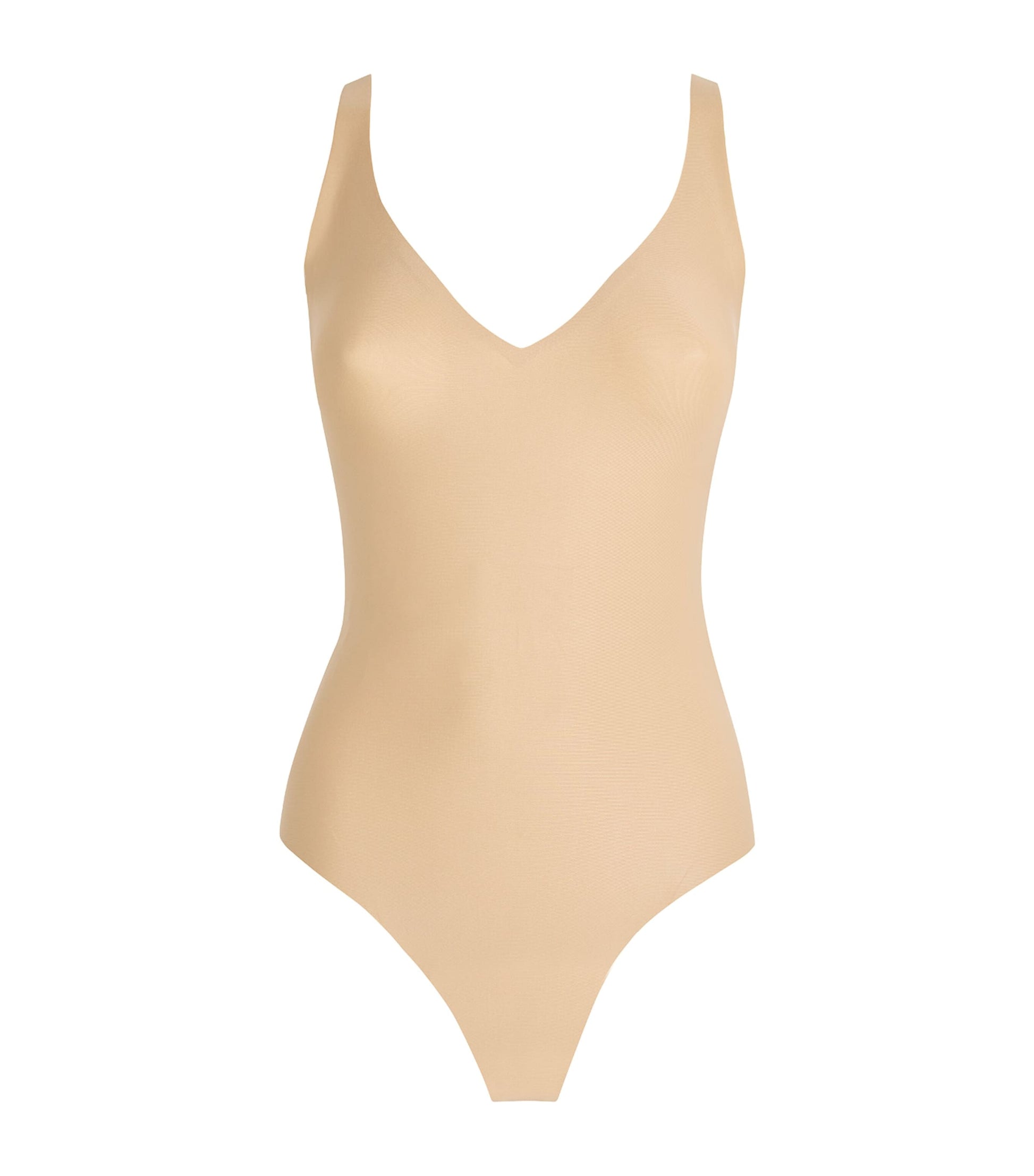 Skims Beige Plunge Thong Bodysuit