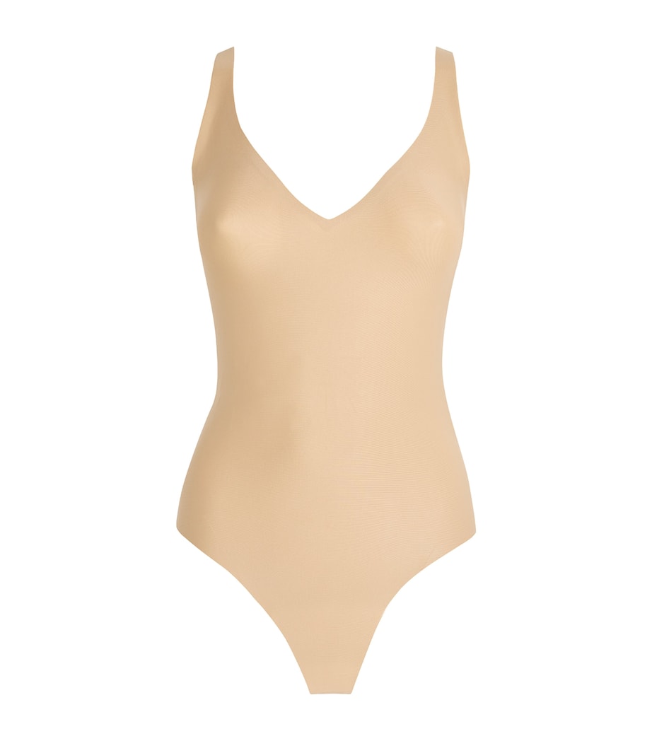 Skims Beige Plunge Thong Bodysuit