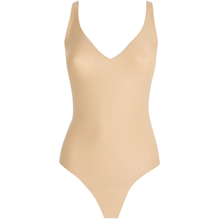 Skims Beige Plunge Thong Bodysuit