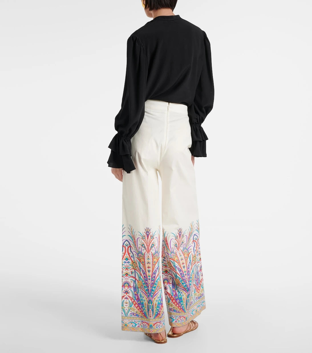 Etro - Printed cotton-blend wide-leg pants