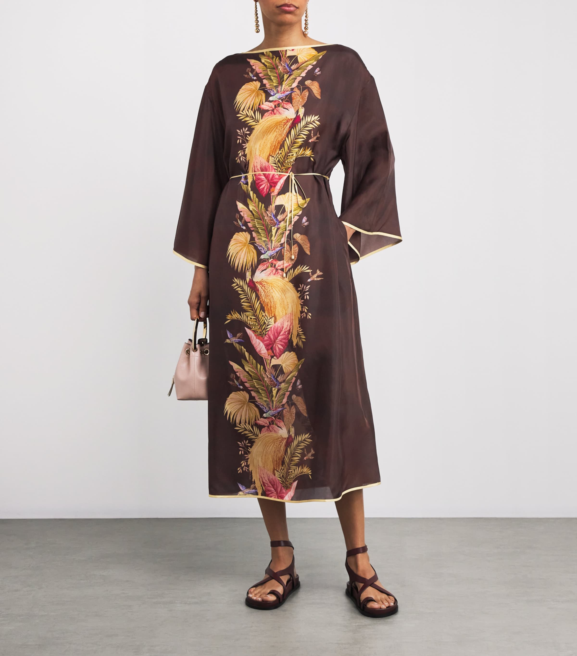 Zimmermann Burgundy Palm Ascension Tunic Midi Dress