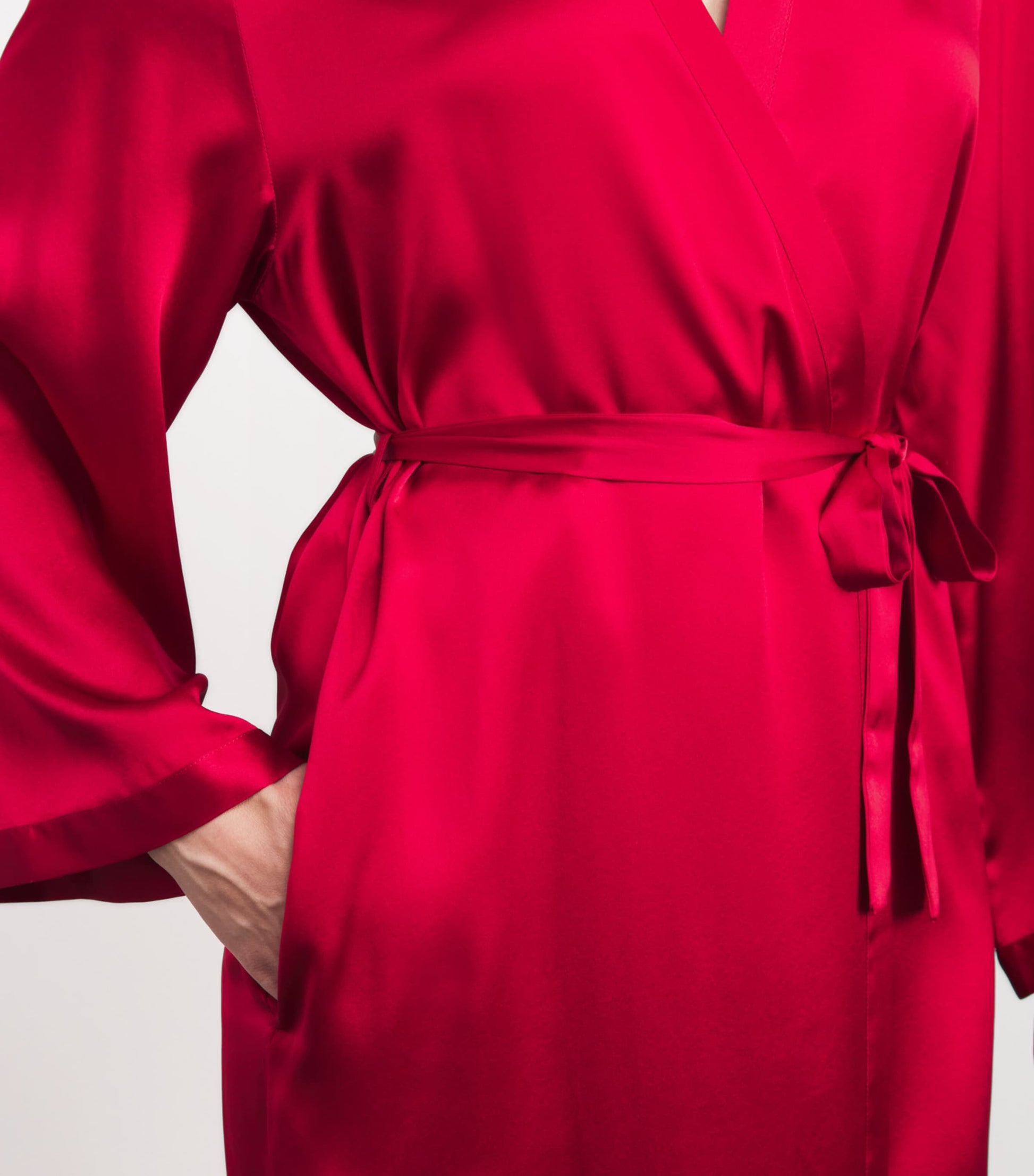 Marjolaine Red Silk Longline Tracy Robe
