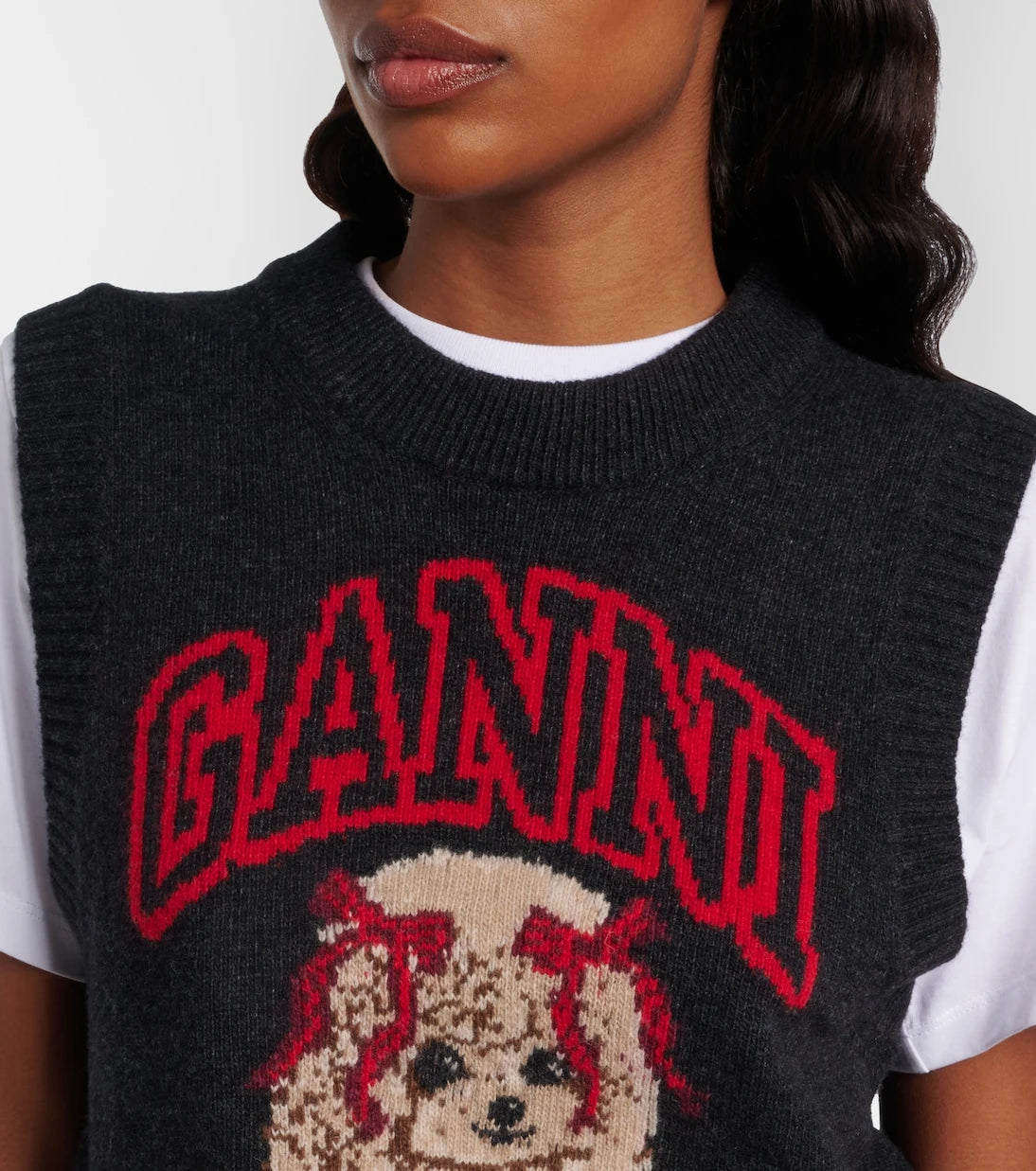 Ganni - Printed wool-blend vest