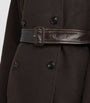 Sandro Paris Brown Wool Leather-Collar Coat