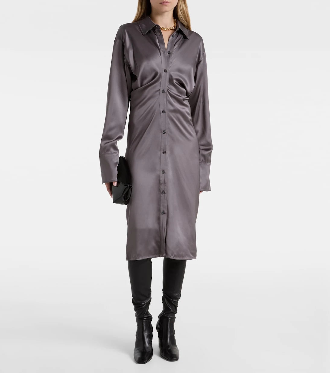 Toteme - Draped satin shirt dress