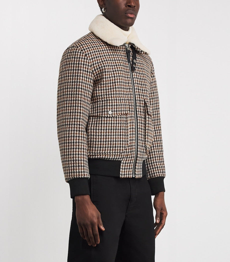 Mackage Grey Wool-Blend Houndstooth Rhett-HT Bomber Jacket