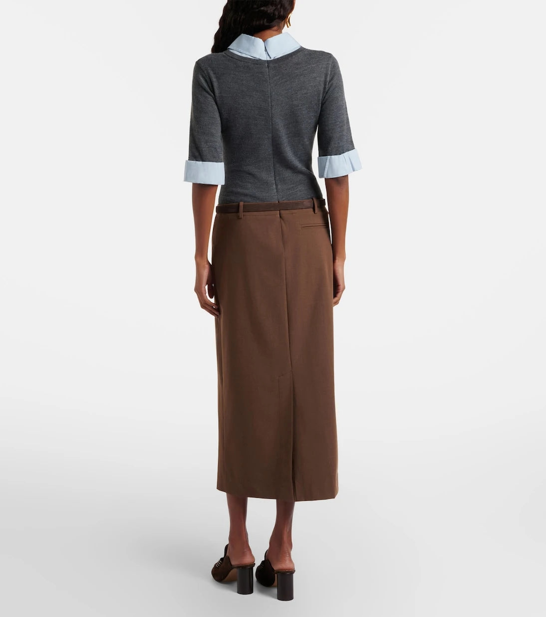Staud - Layered wool-blend midi dress