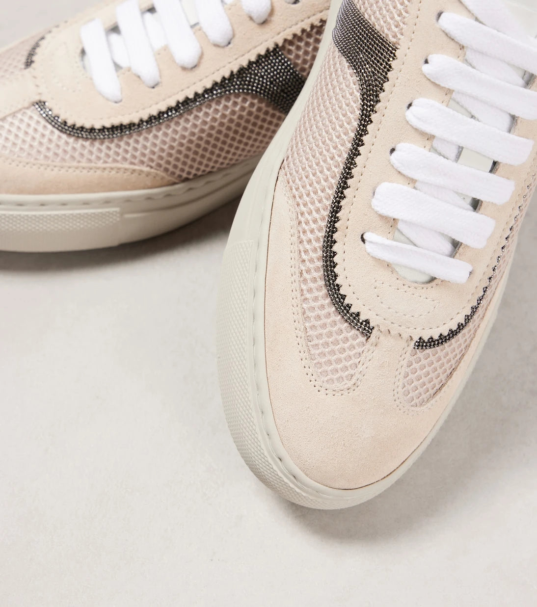 Brunello Cucinelli - Monili suede and mesh sneakers