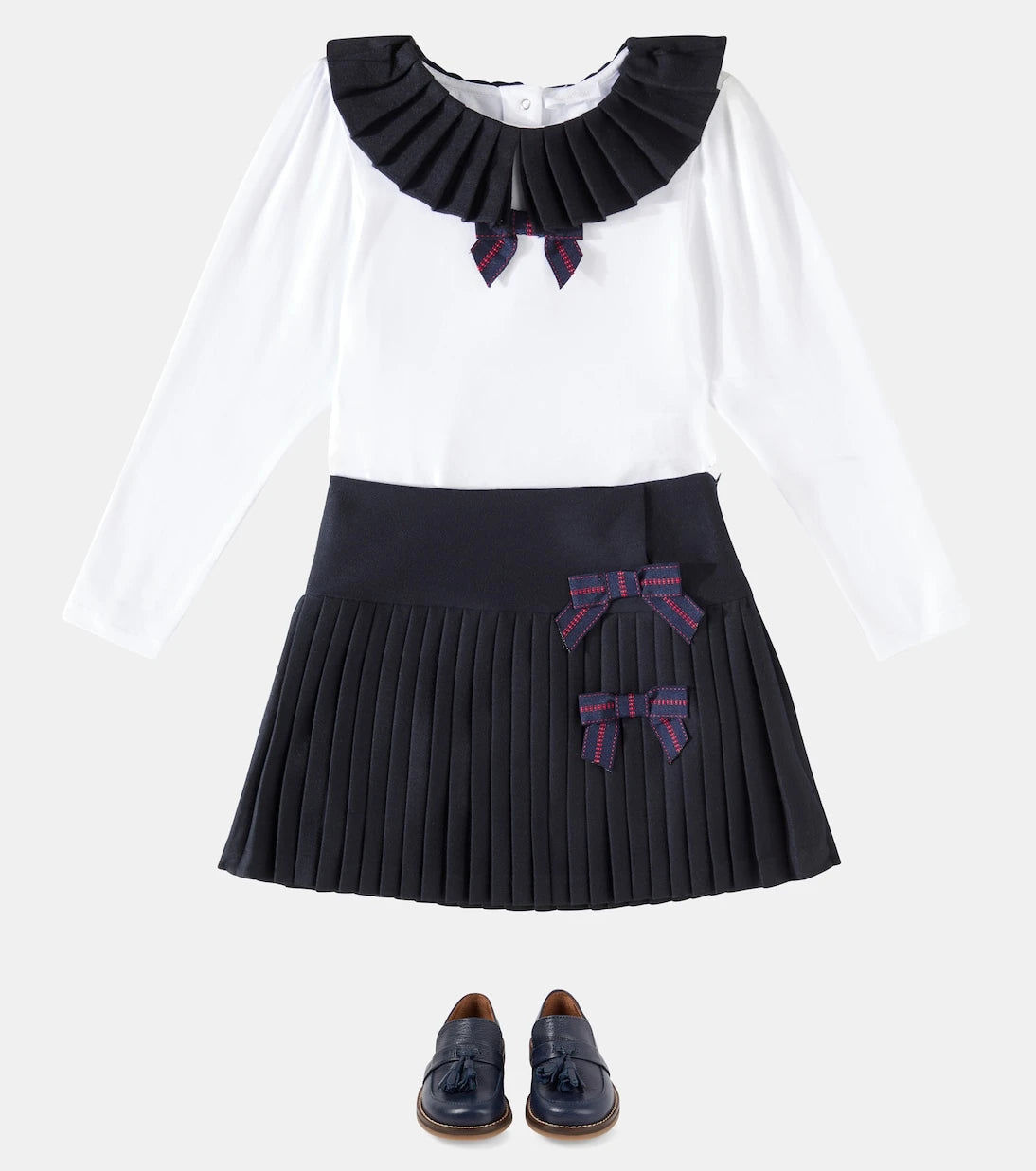 Patachou - Bow-detail top and skirt set
