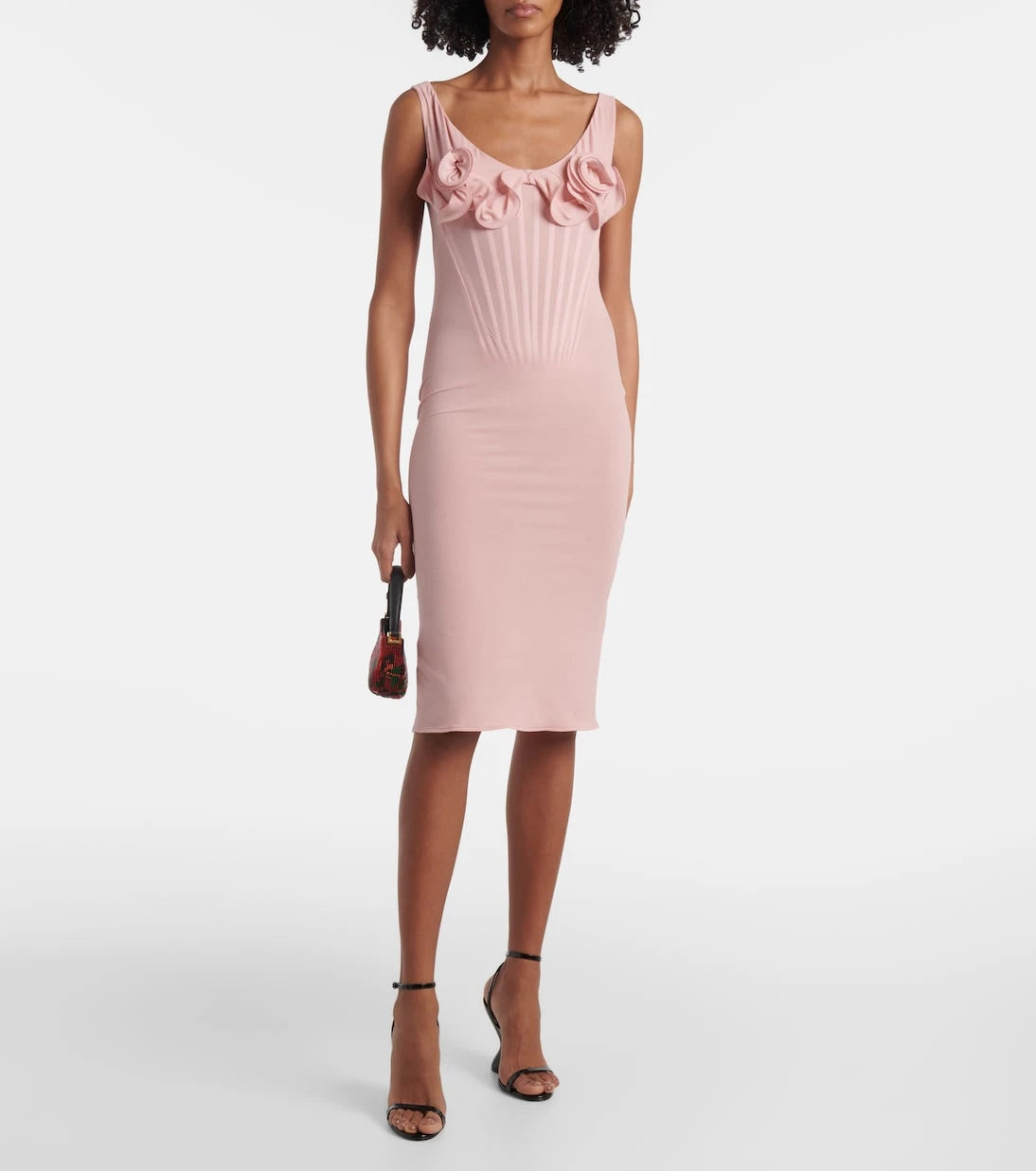 Magda Butrym - Floral-appliqué silk-blend bustier dress