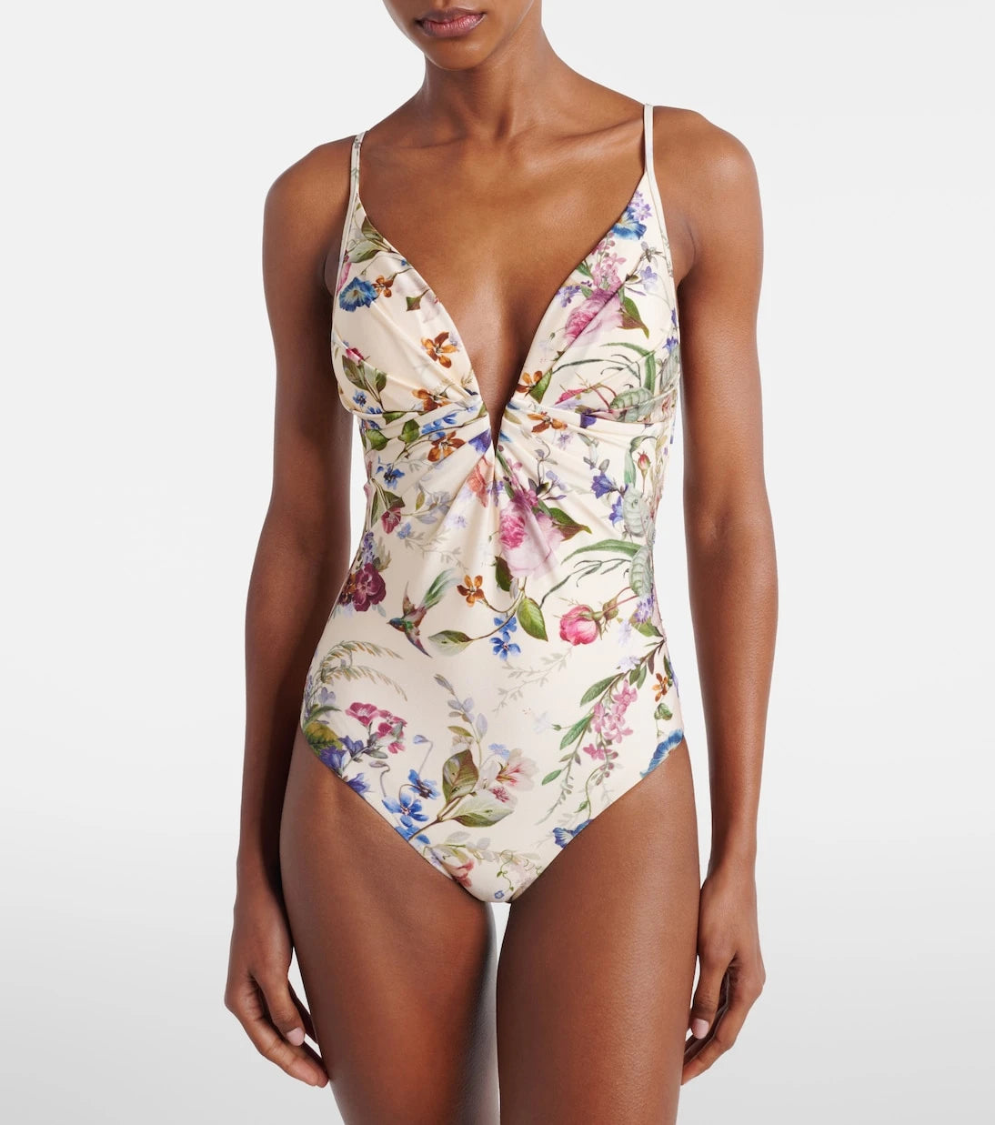 Zimmermann - Patience floral gathered swimsuit