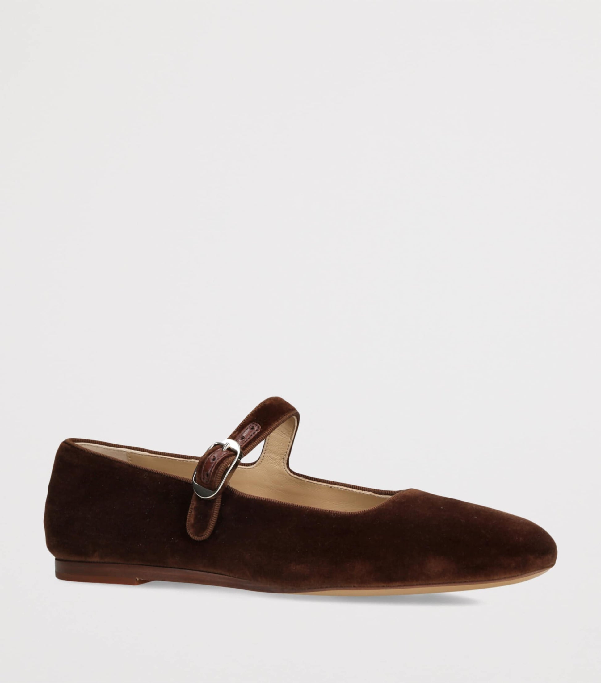 Le Monde Beryl Brown Velvet Mary Jane Ballet Flats