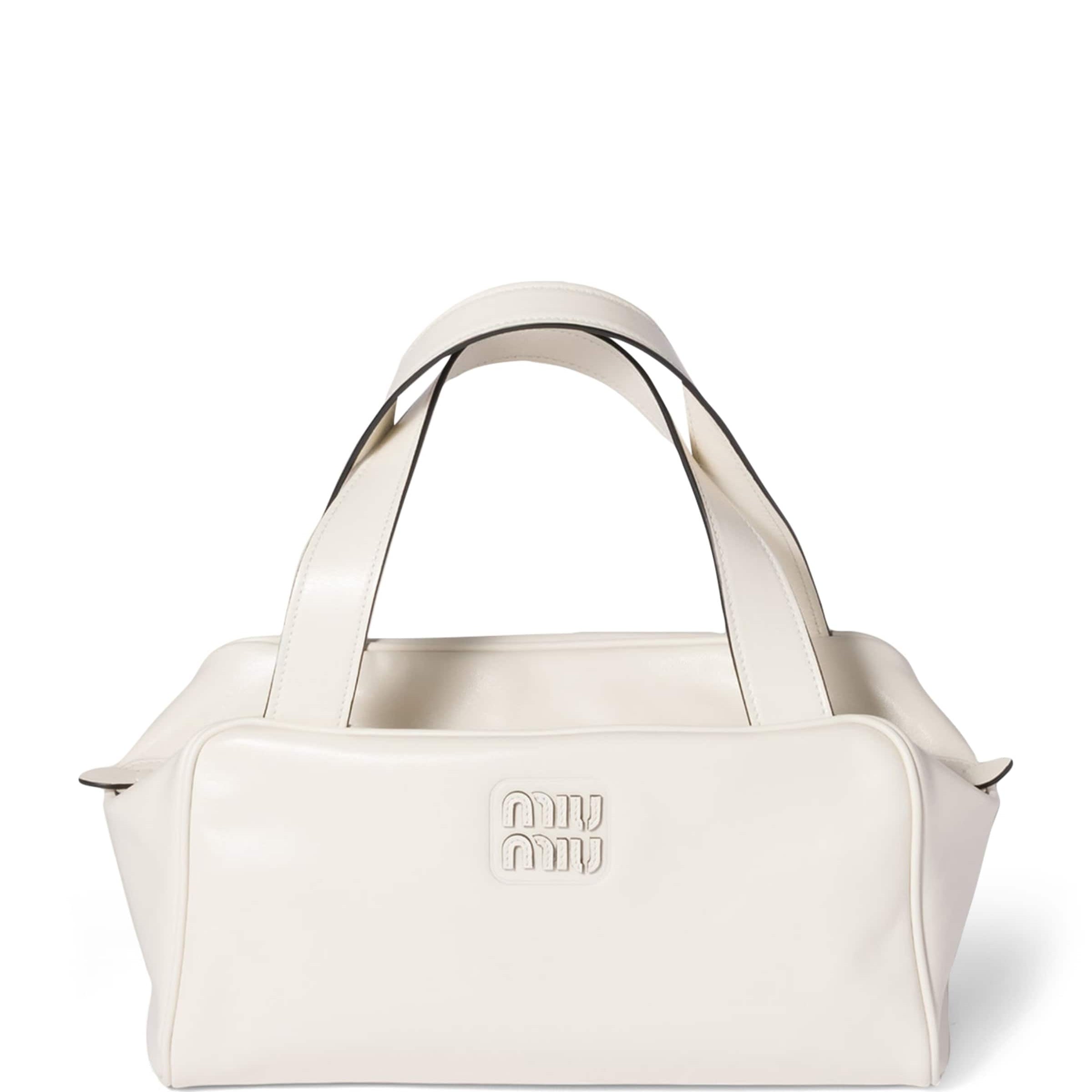 White Leather Top-Handle Bag