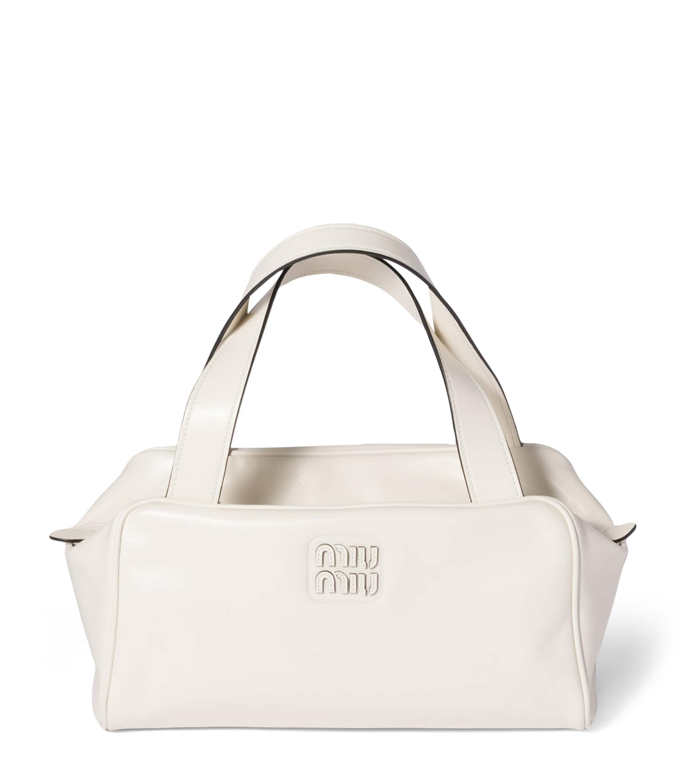White Leather Top-Handle Bag