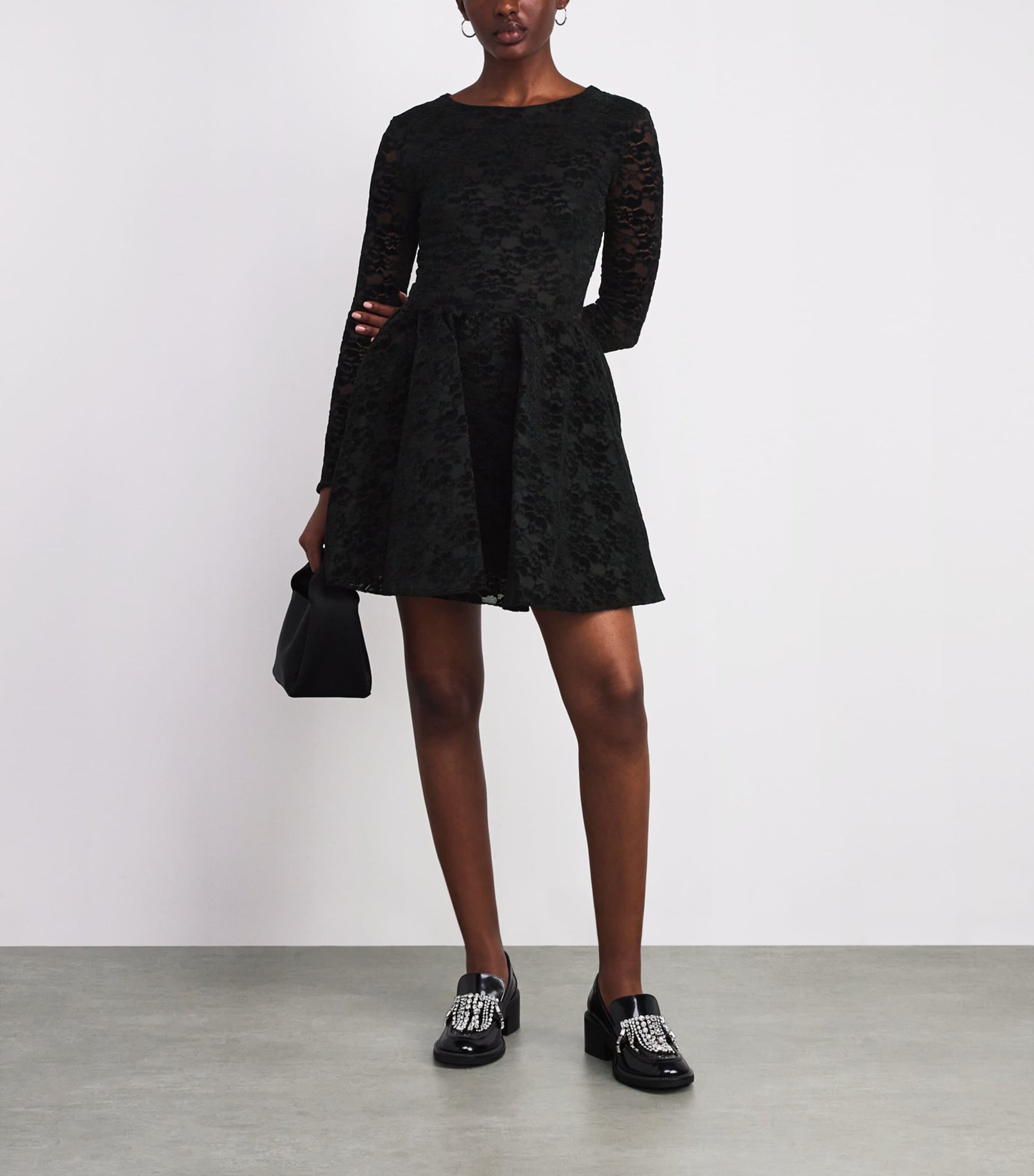 Maje Black Velvet-Lace Mini Dress