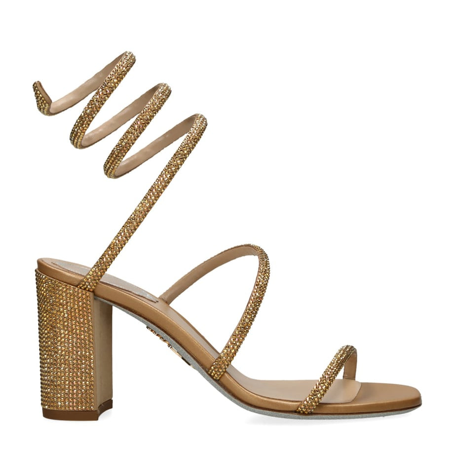 René Caovilla Gold Embellished Cleo Sandals 80