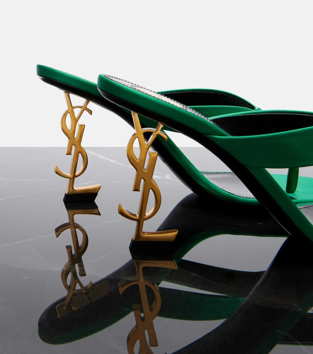 Saint Laurent - Opyum Cassandre crêpe satin thong sandals