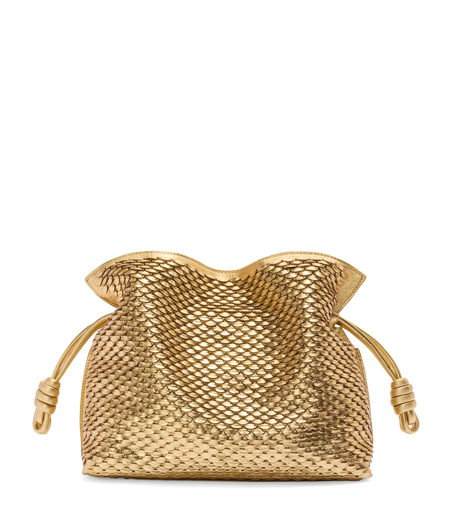 Gold Medium Leather Scales Flamenco Clutch
