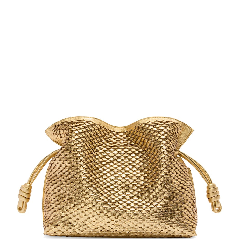 Gold Medium Leather Scales Flamenco Clutch