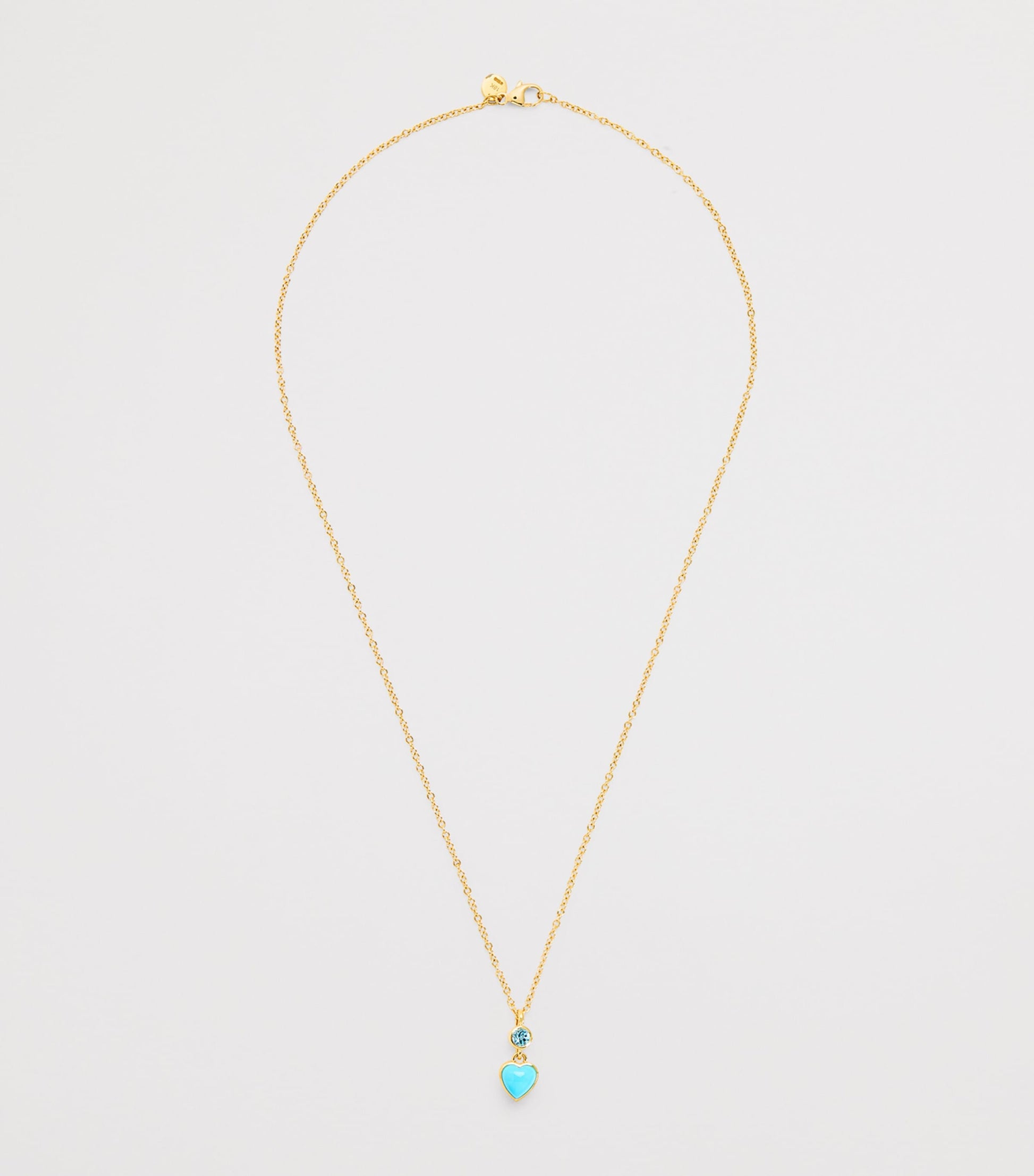 Yellow Gold and Topaz Blue Heart Necklace