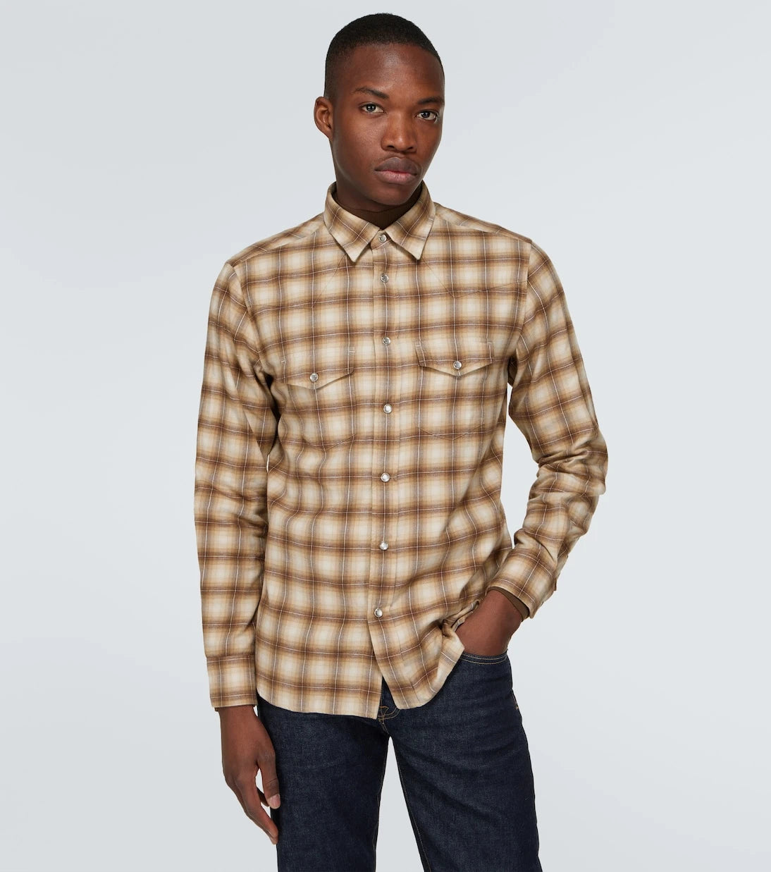 Tom Ford - Checked cotton blend Oxford shirt