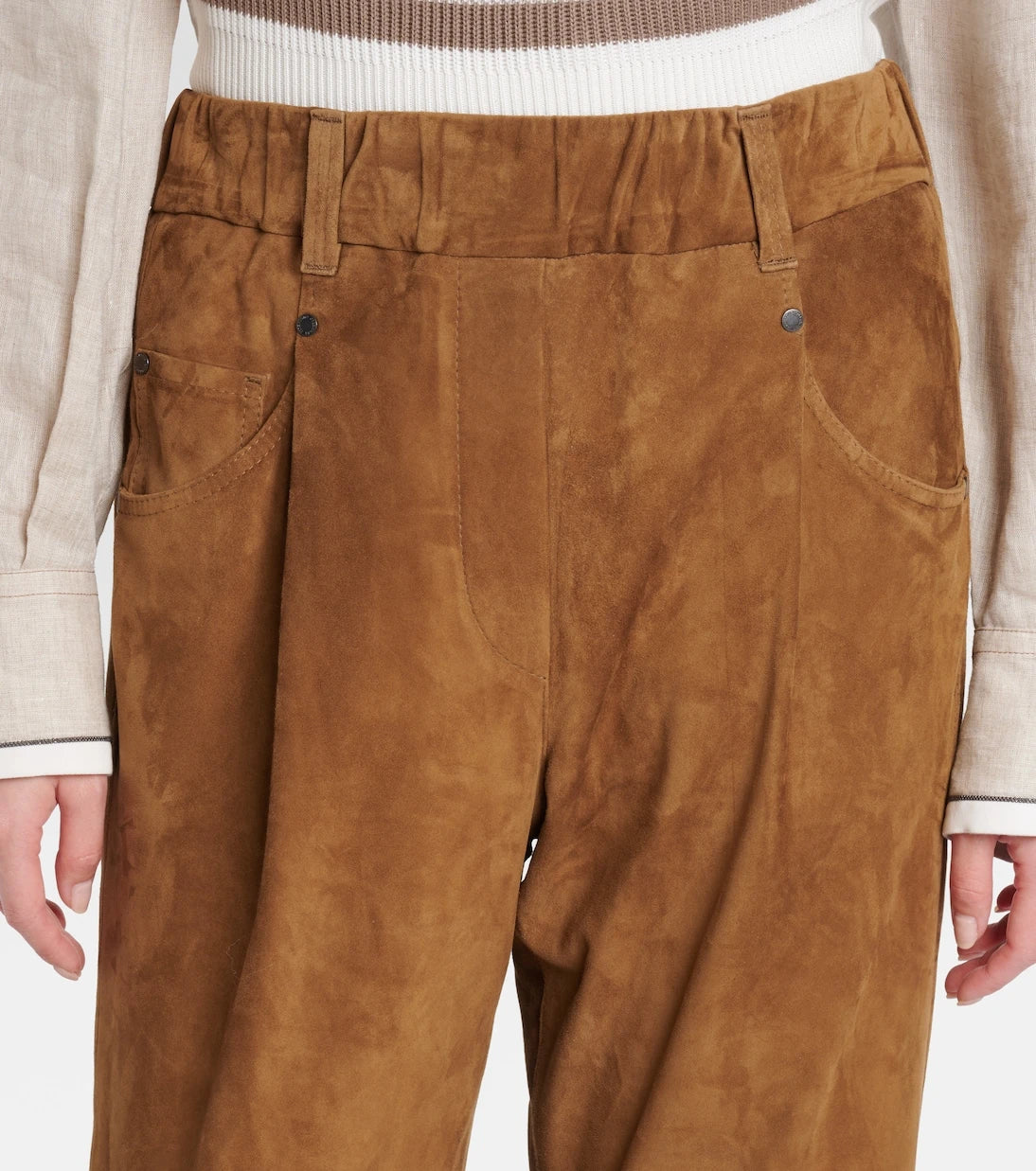 Brunello Cucinelli - Suede straight pants