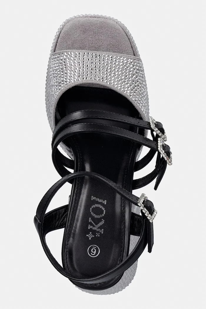 Koi Footwear Kalın Topuklu Felicity Crystal Strappy Heels Sandalet