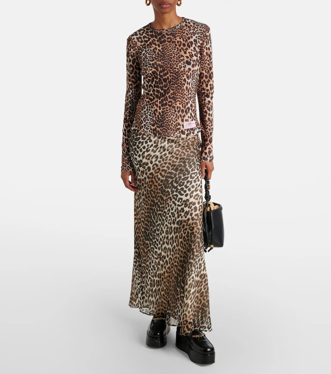 Ganni - Leopard-print mesh top