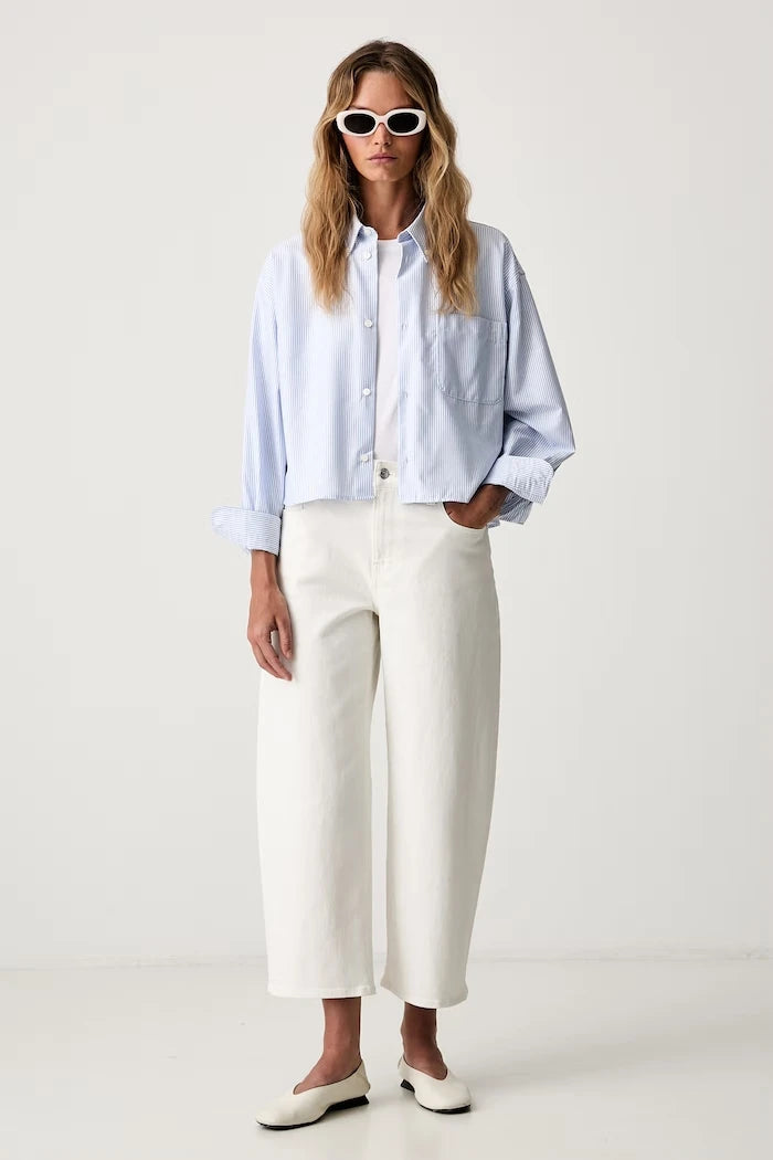 Kadın pamuklu gömlek chemise sophia button down logo