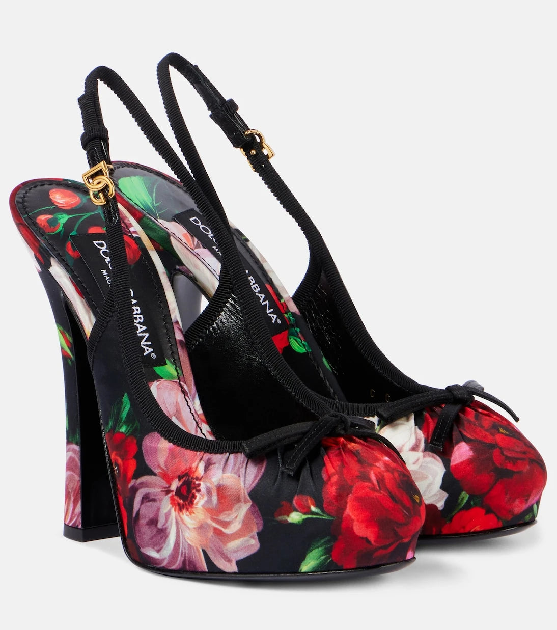 Dolce&Gabbana - Vally 105 floral satin slingback pumps