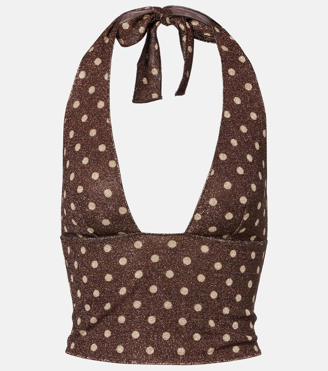 Oséree - Lumière polka-dot halterneck crop top