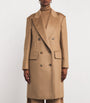Max Mara Beige Camel Wool Peak Lapel Pea Coat