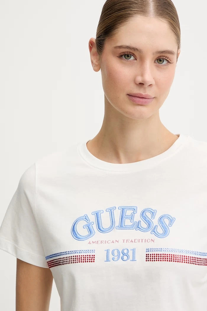 Памучна тениска Guess ALDA