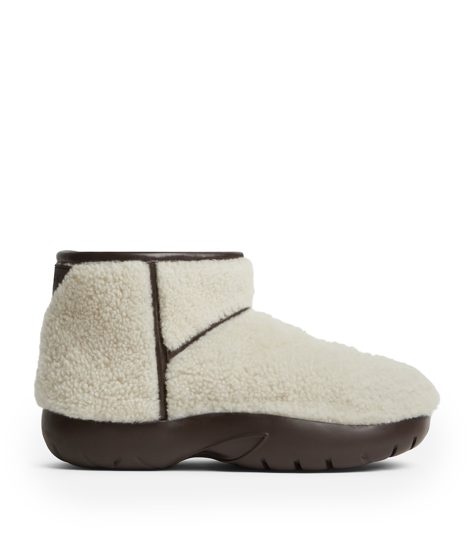 Multi Mini Shearling Snap Ankle Boots