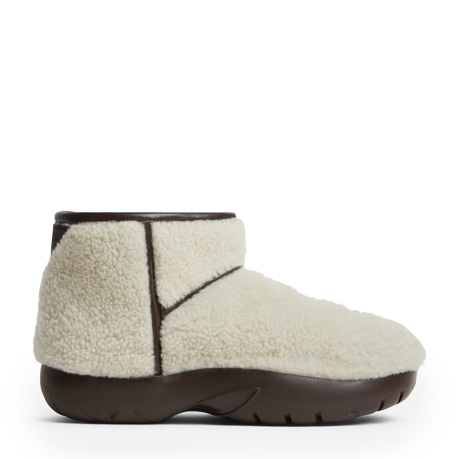 Multi Mini Shearling Snap Ankle Boots