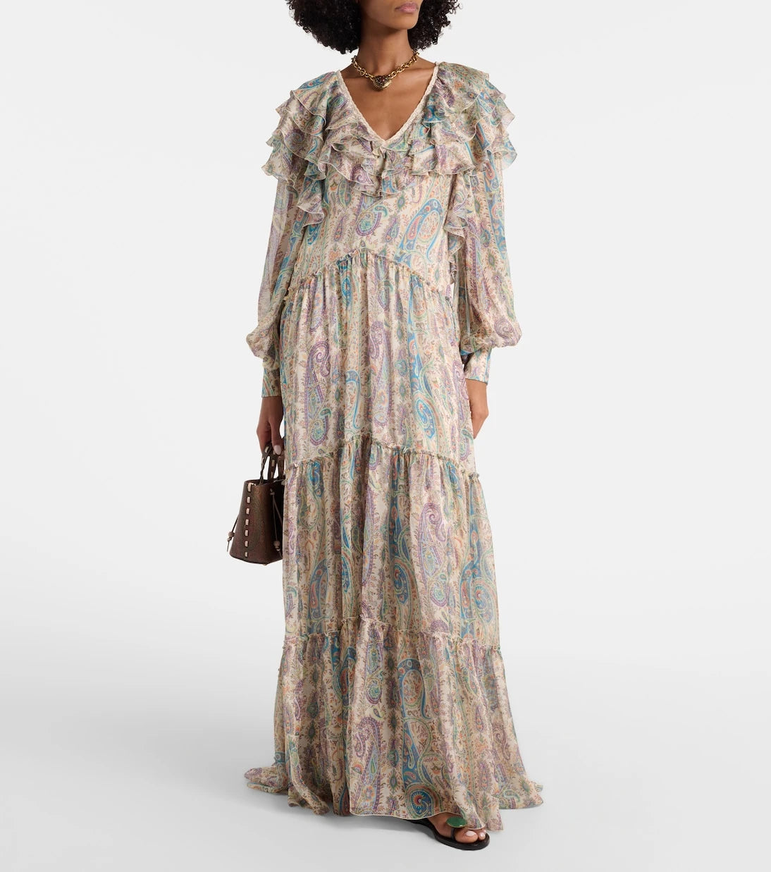 Etro - Ruffled printed silk maxi dress