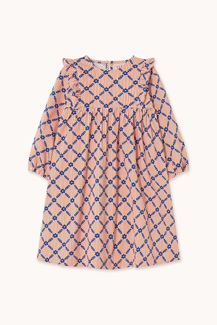Детска рокля Tinycottons FLOWER GRID PRINT DRESS